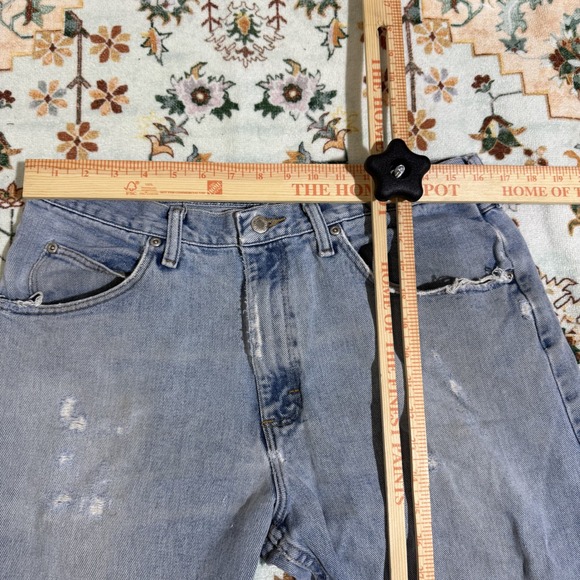 Wrangler Jeans Mens Blue Denim Faded Distressed Straight Leg Casual Pants - Picture 5 of 6